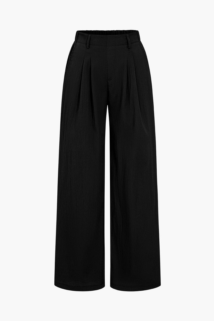 Basic Katı Dantelli Geniş Paça Pantolon