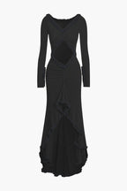 Fırfırlı Dantelli Kesilmiş maksi Elbise