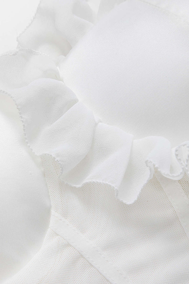 Şifon Saten Fırfırlı Korse Tüp Üst