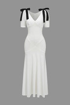 Düz Papyonlu maksi Elbise