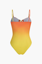 Kontrast Metalik Büzgülü Kesik Detaylı Karın Toparlayıcı Tek Parça Mayo