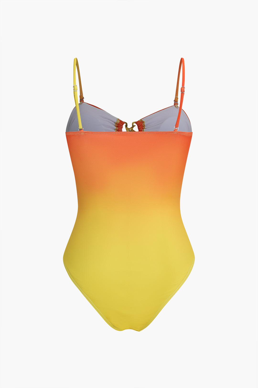 Kontrast Metalik Büzgülü Kesik Detaylı Karın Toparlayıcı Tek Parça Mayo