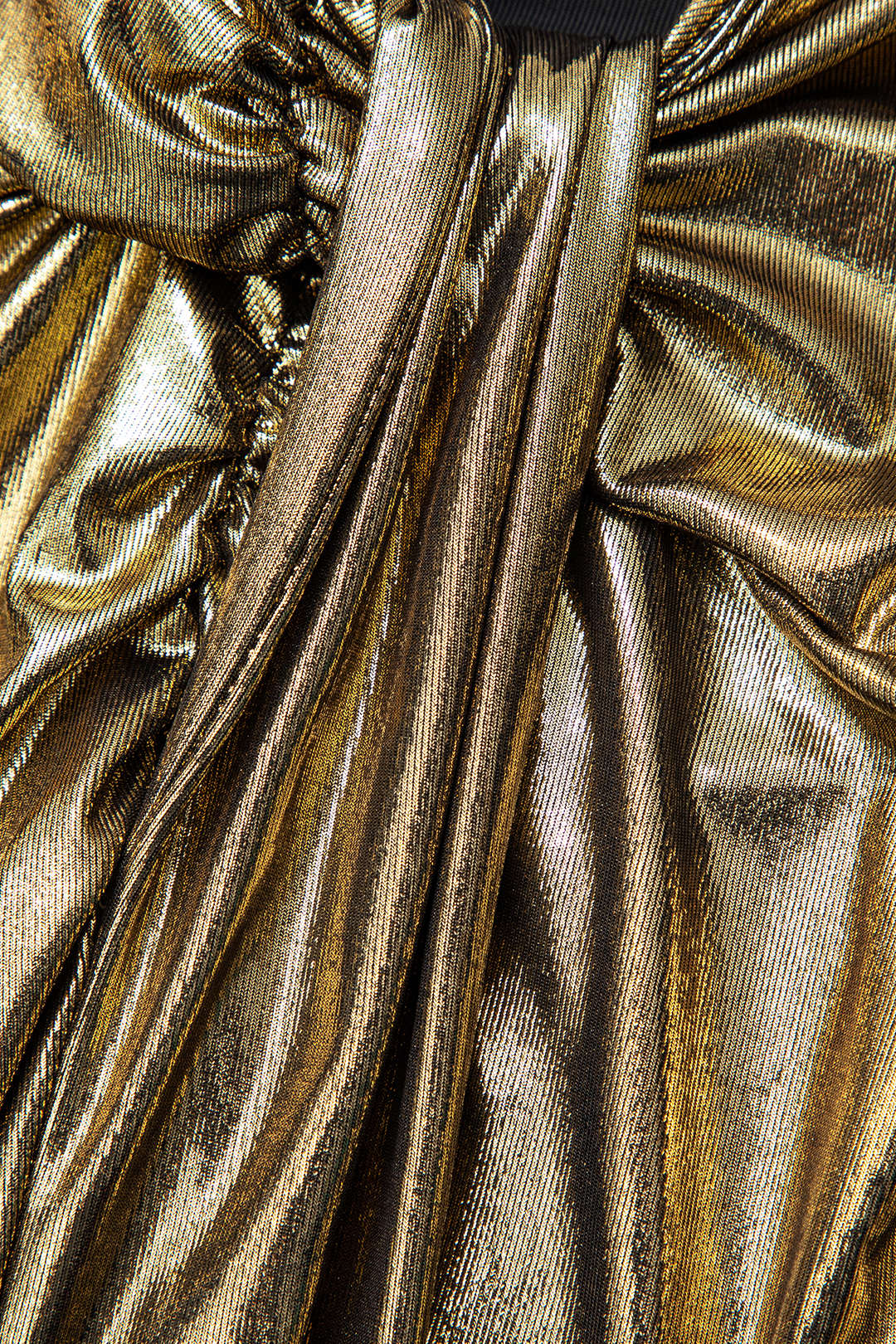 Metalik V Yaka Dantelli Yırtmaçlı Anvelop maksi Elbise