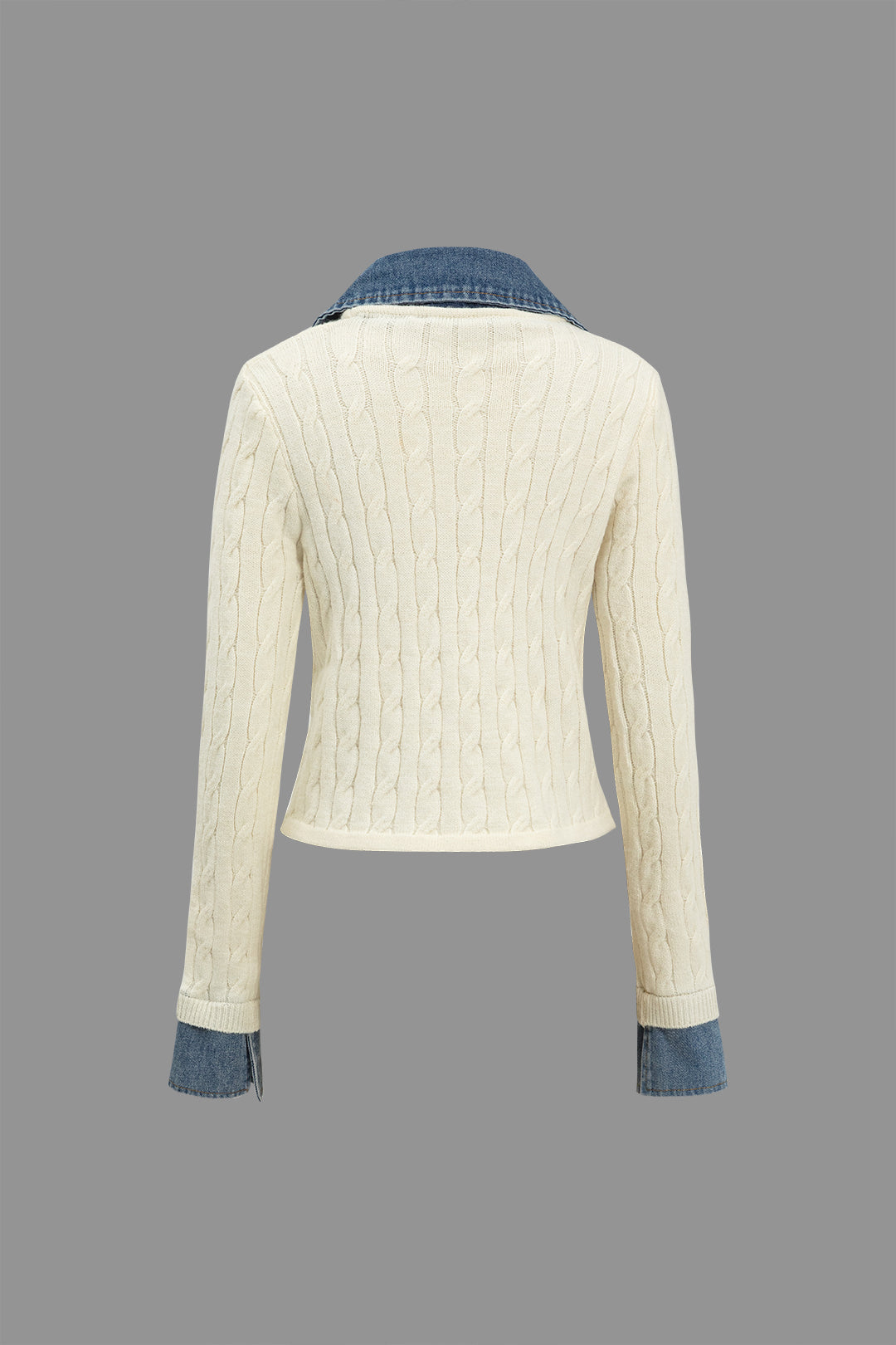 Örgü Patchwork Denim Uzun Kollu Üst