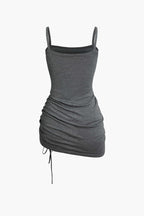 Çapraz Kesim Crop Top Ve Asimetrik Büzgülü Mini Elbise Takımı
