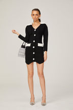 Enora kontrast mini elbise