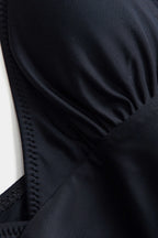 Karın Kontrolü Büzgülü Sırtı Açık Tek Parça Mayo