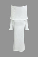 Düşük Omuz Açık Örgü maksi Elbise