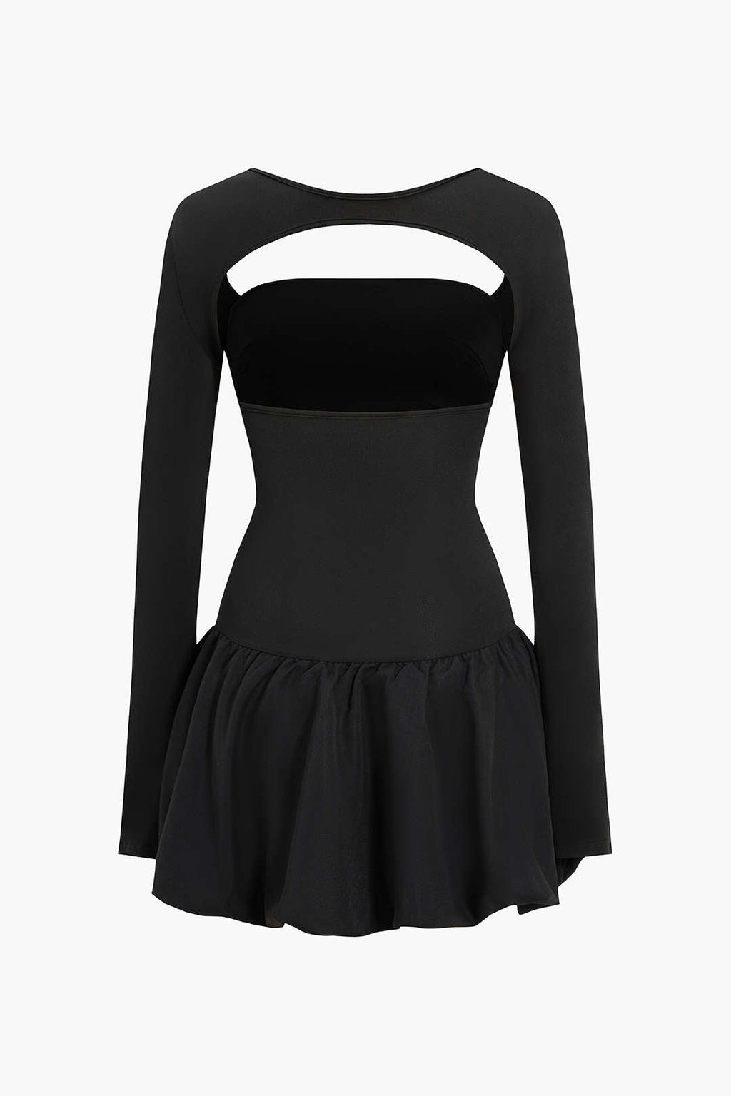 Sırt Dekolteli Cut-Out Kare Yaka Mini Elbise