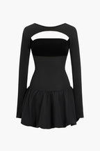 Sırt Dekolteli Cut-Out Kare Yaka Mini Elbise