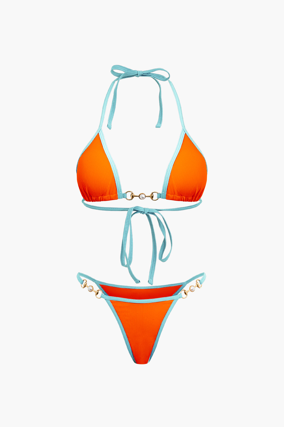 İnci Detaylı Halter Yaka 2 Parça Bikini Takımı