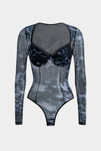 Tie Dye Desenli Mesh Fiyonk Büstiyer