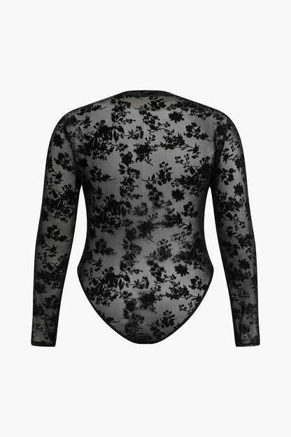 Shapewear  Büyük Beden Çiçekli Bodysuit