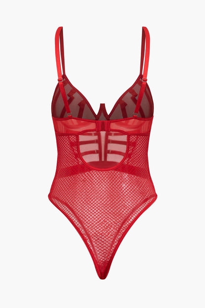File Şeffaf Sırt Dekolteli Bustiyer Elbise İç Giyim Bodysuit