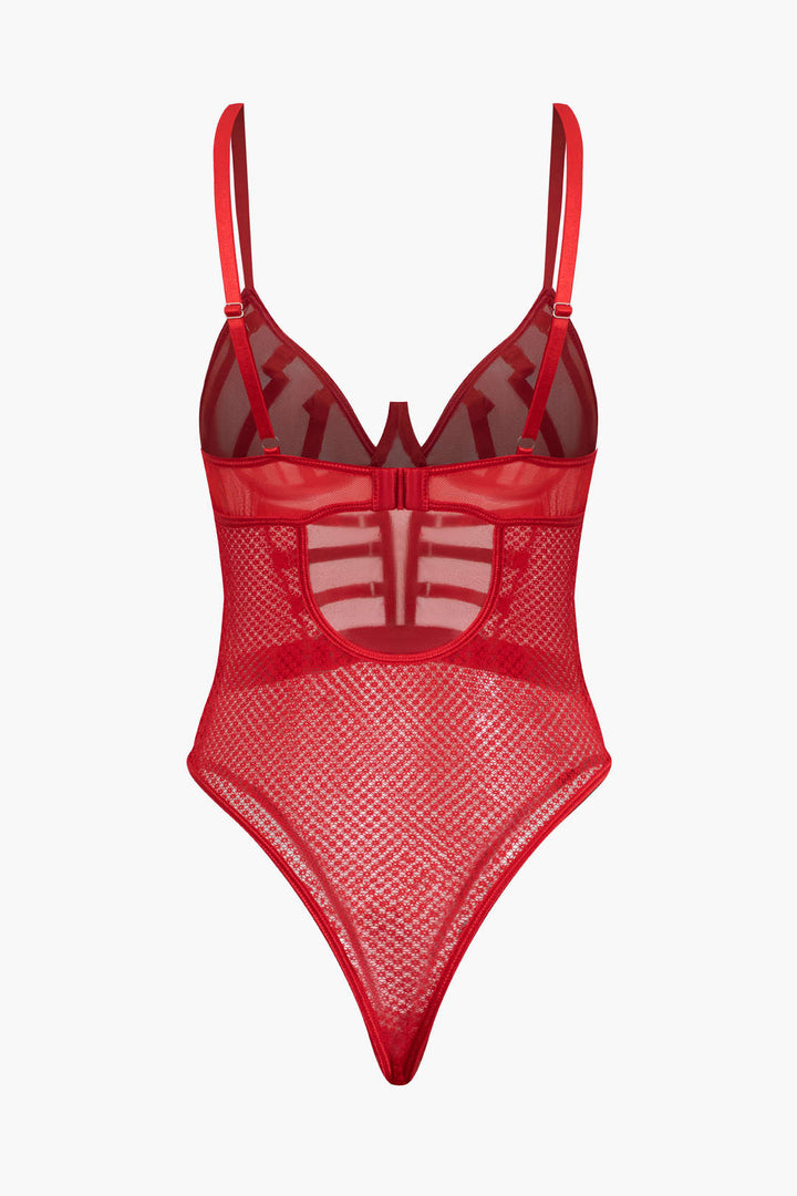 File Şeffaf Sırt Dekolteli Bustiyer Elbise İç Giyim Bodysuit