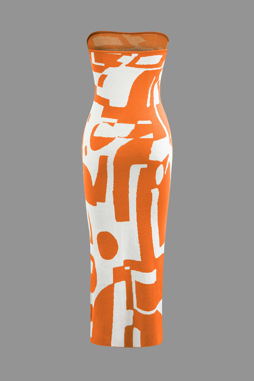 Geometrik Desenli Straplez Triko maksi Elbise