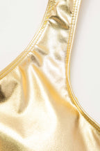 Tummy Control Metalik Yuvarlak Yaka Tek Parça Mayo