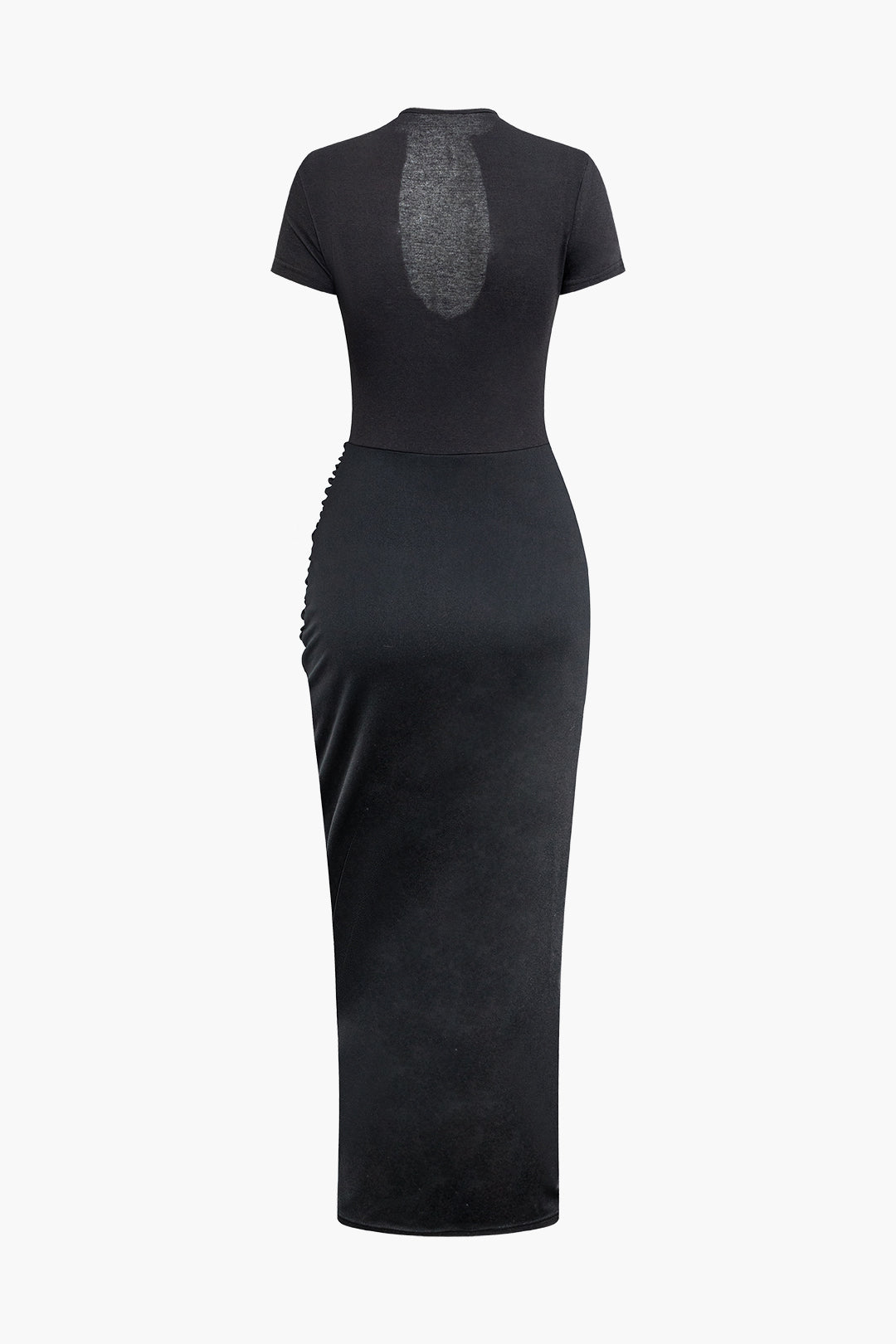 Derin V Yaka Dantelli Kısa Kollu maksi Elbise