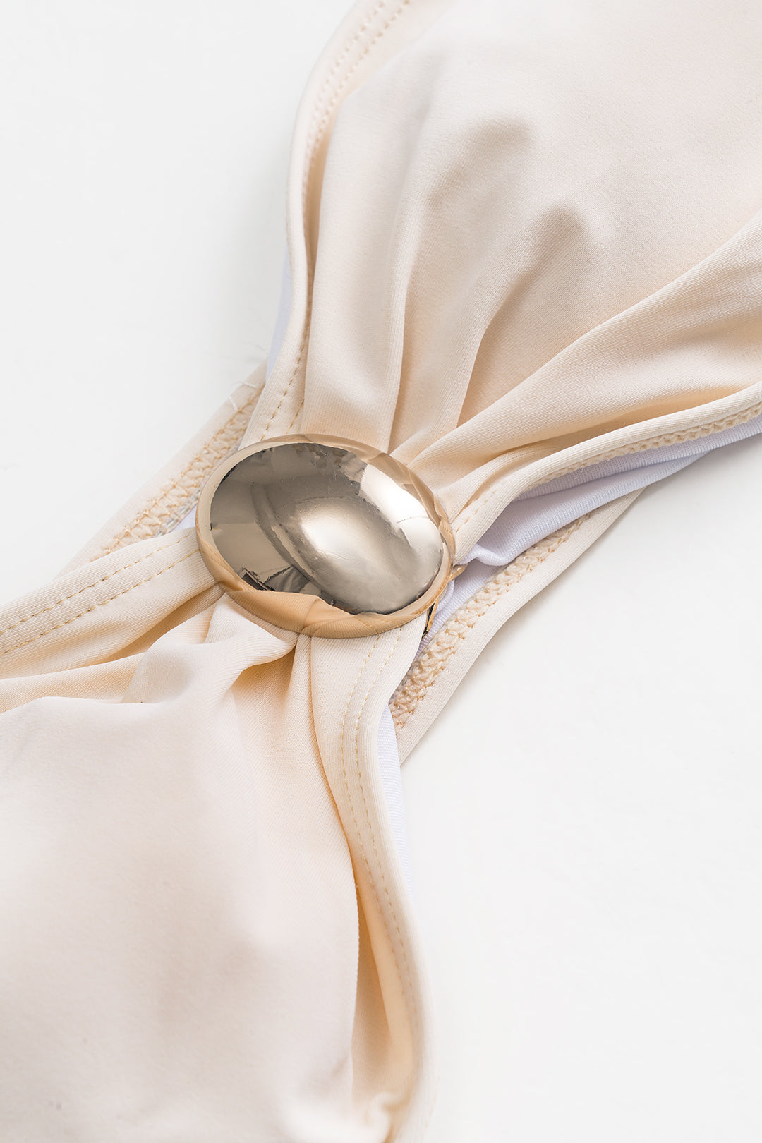 Metalik Büzgülü Sırt Dekolteli Bikini Takımı