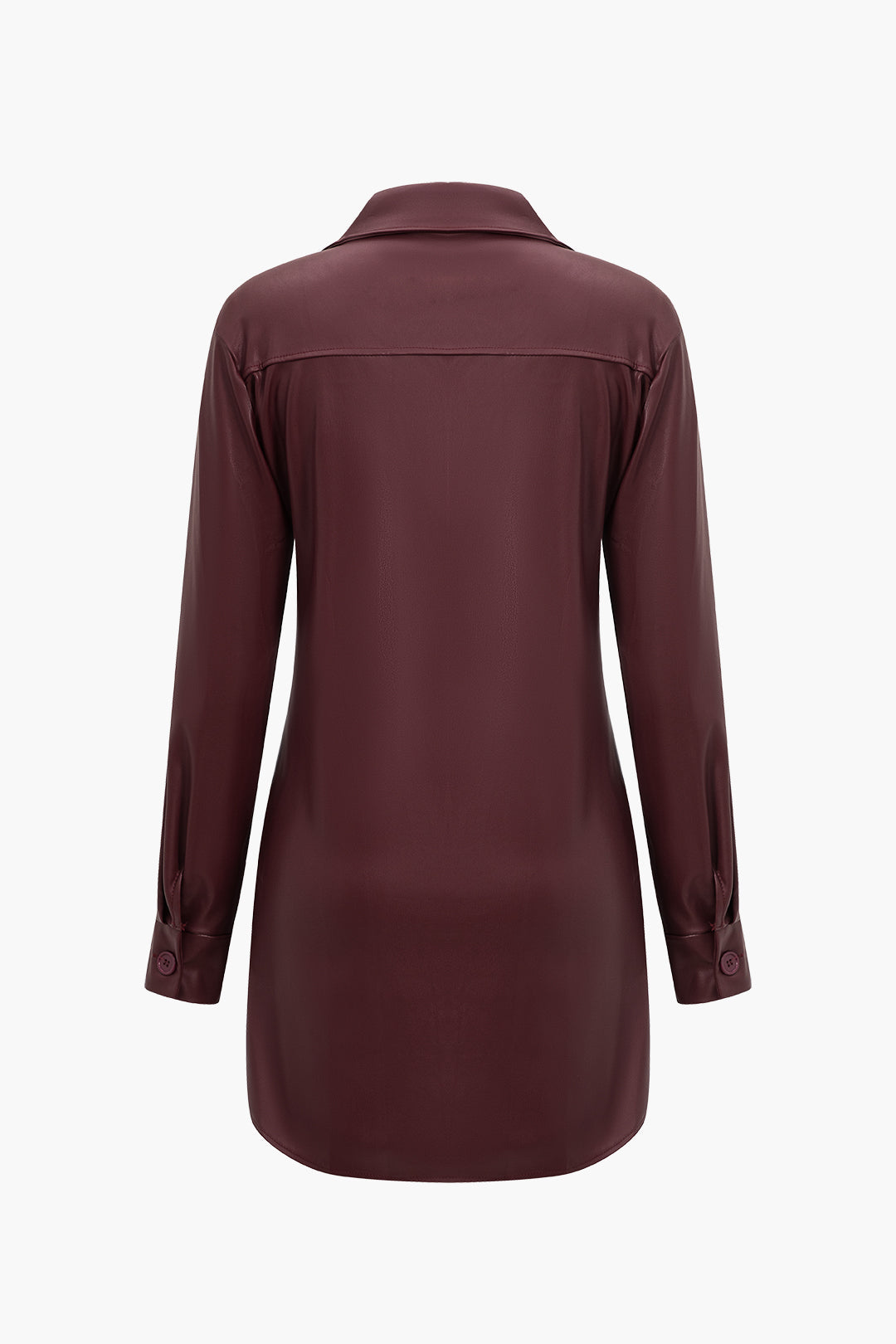 Katı Deri Düğmeli Uzun Kollu Mini Elbise