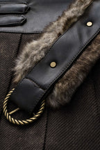 Suni Deri Kürk Detaylı Zincir Kemerli Pileli Etek