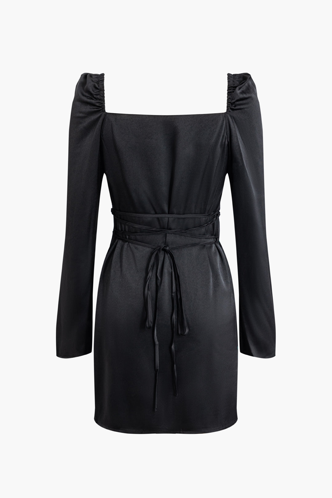 Katı Kapüşonlu Yaka Uzun Kollu Mini Elbise