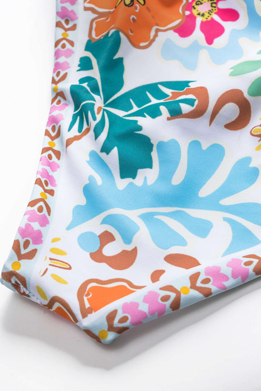 Ditsy Çiçek Desenli Bağlamalı Karın Kontrol Tek Parça Mayo