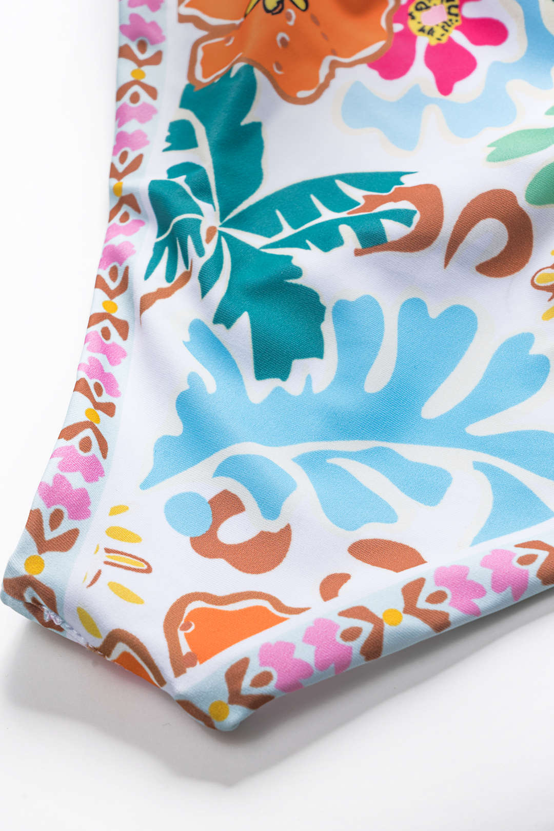 Ditsy Çiçek Desenli Bağlamalı Karın Kontrol Tek Parça Mayo