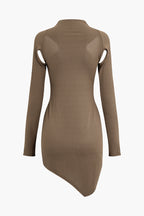 Katı Kesilmiş Asimetrik Mini Elbise