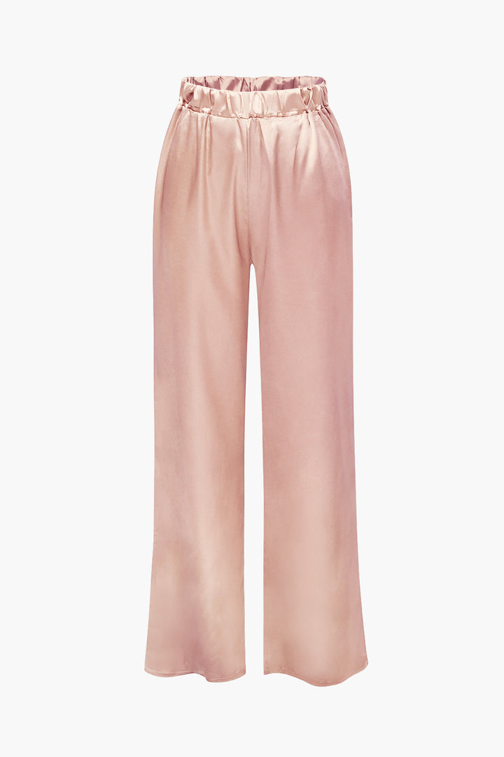 Saphire Saten Düğmeli Gömlek ve Pantolon Takım