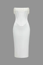 İnci Örgülü Kuşgözü Korse Midi Elbise