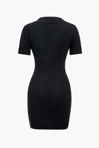 Düğme Cepli V Yaka Midi Elbise