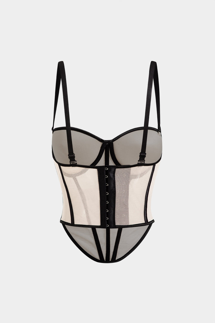 File Elbise Düğmeli Korse Bel Askılı Üst