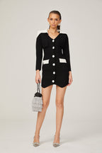 Enora kontrast mini elbise