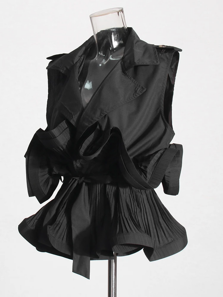 Pileli Volanlı Bağcıklı Ceket