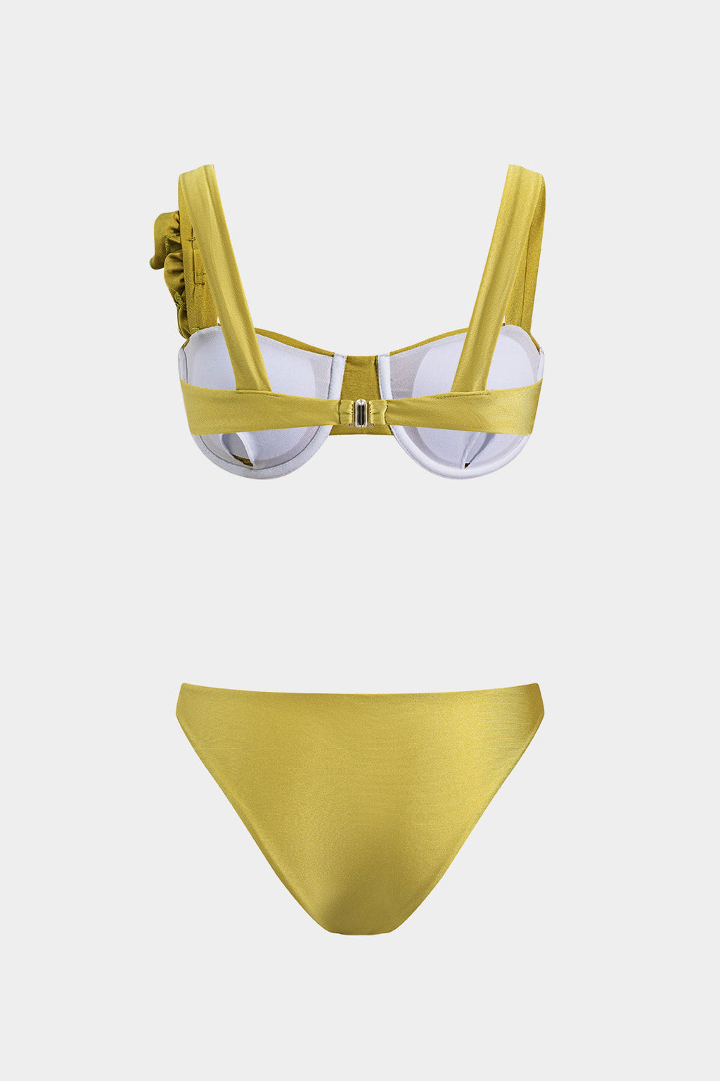 3D Çiçek Büzgülü Bikini ve Mayo Eteği Pareo 3 Parça Takım