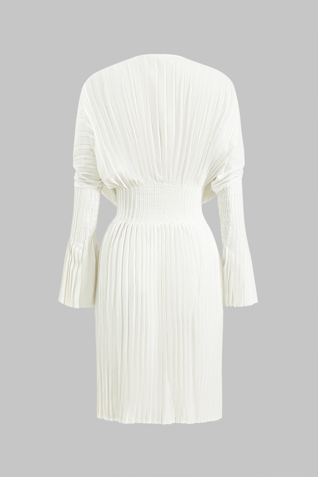 Pileli Uzun Kollu Korse Midi Elbise