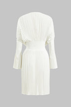 Pileli Uzun Kollu Korse Midi Elbise