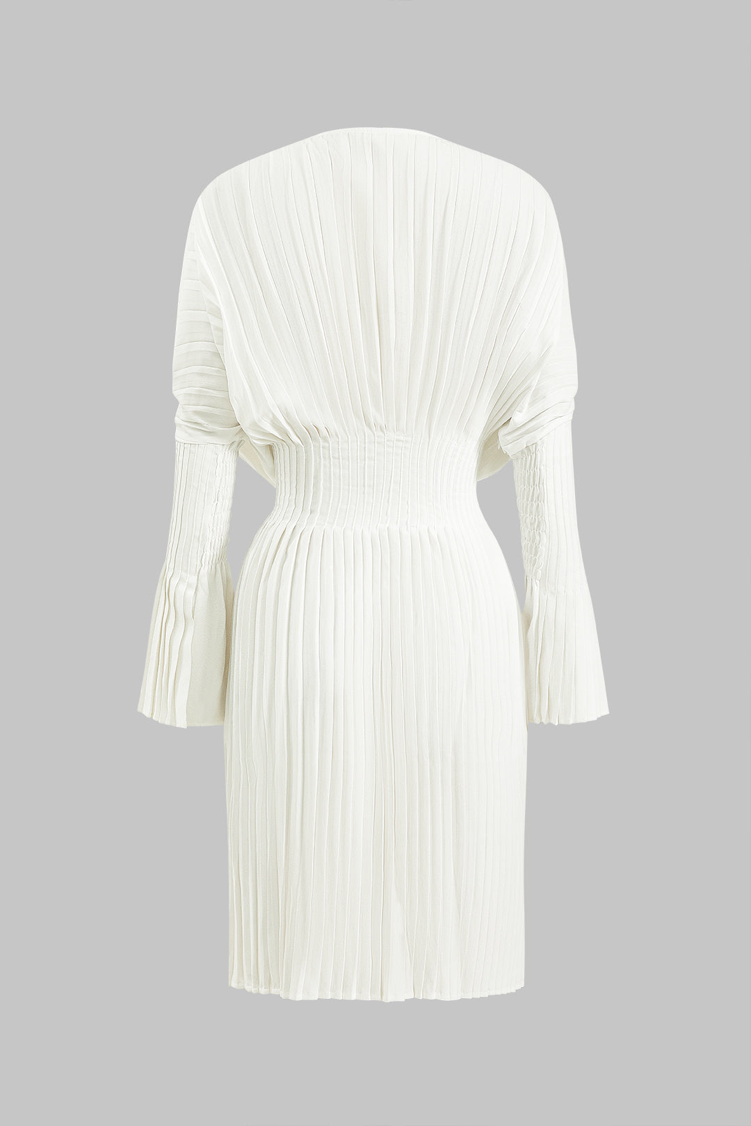 Pileli Uzun Kollu Korse Midi Elbise