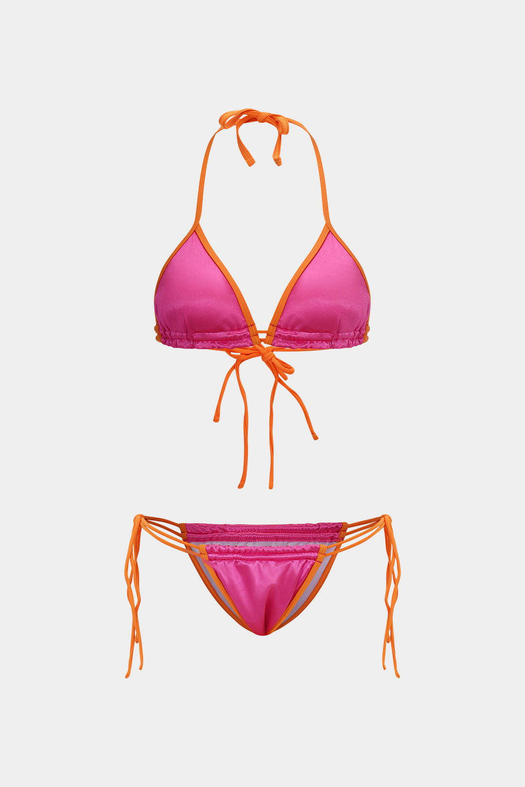 Kontrast Bağlamalı Sırt Dekolteli Bikini Takımı