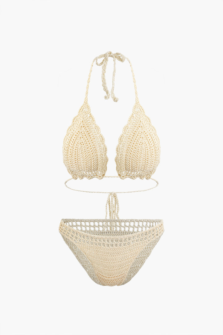 Halter Yaka Bikini ve Mayo Eteği Pareo Takımı