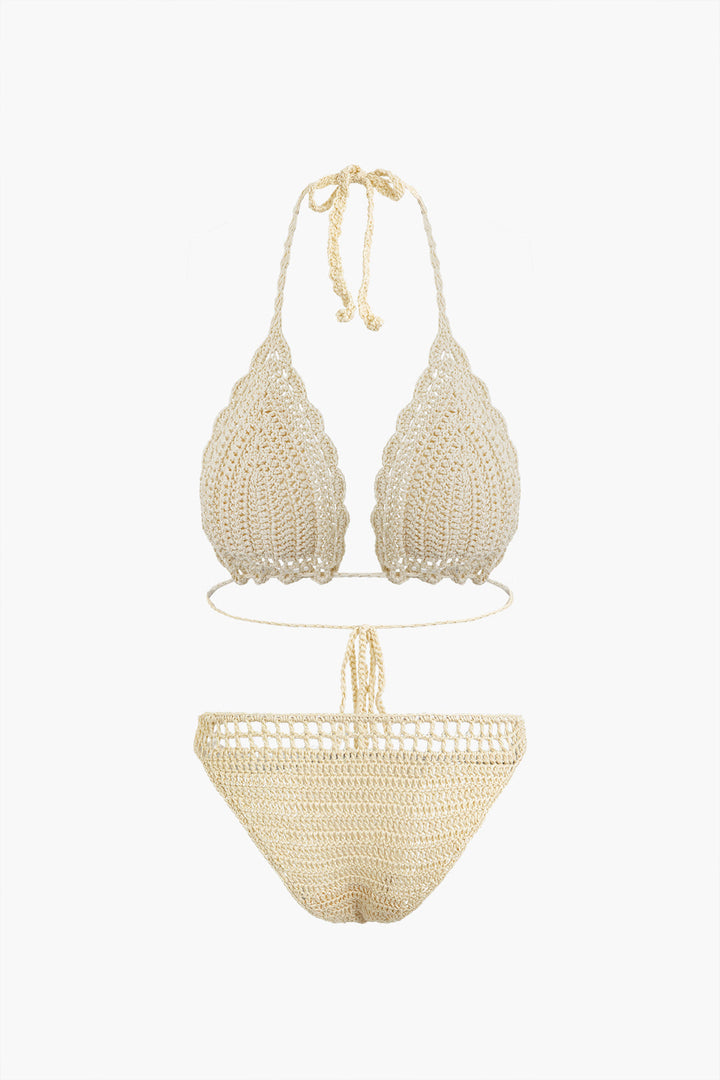 Halter Yaka Bikini ve Mayo Eteği Pareo Takımı