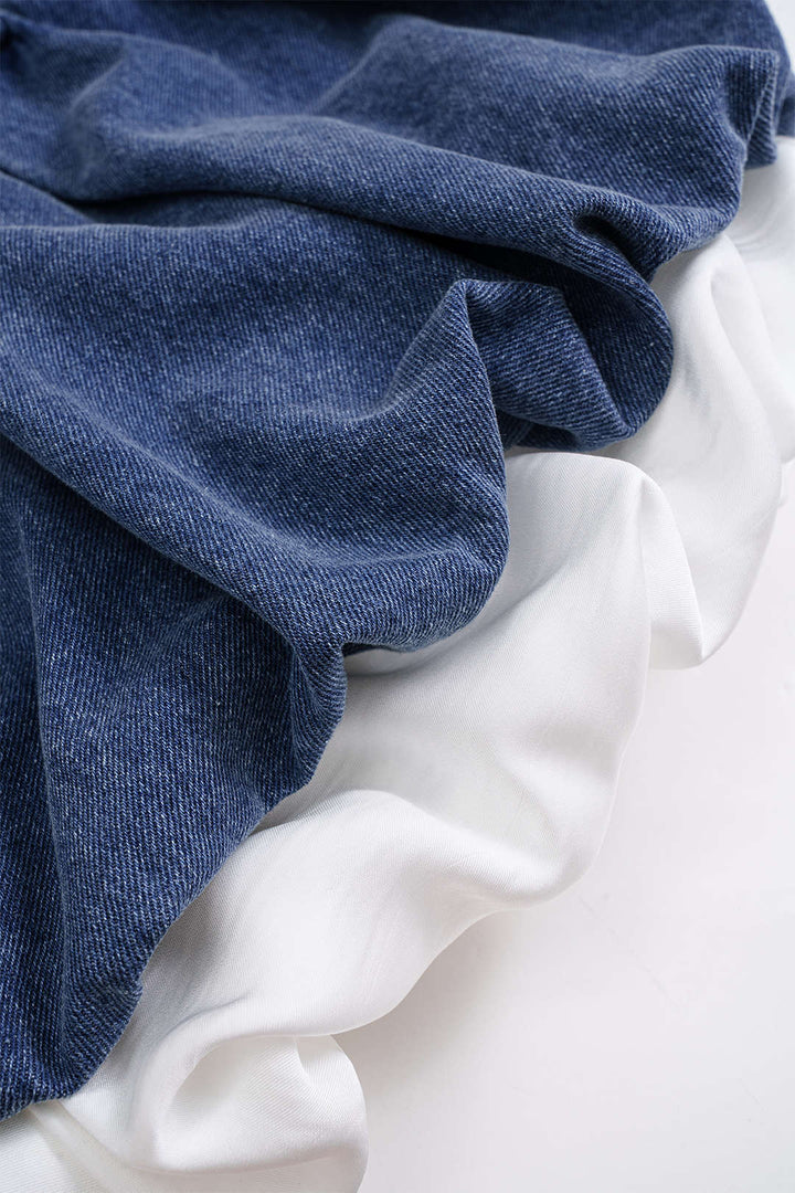 Denim Patchwork Kemerli Şort