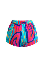 Canlı Soyut Desenli Kısa Gömlek ve Şort Takımı