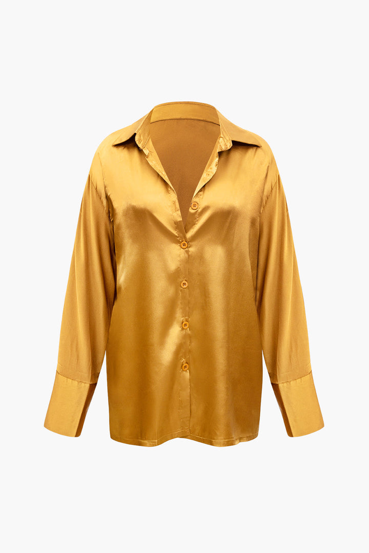 Saphire Saten Düğmeli Gömlek ve Pantolon Takım