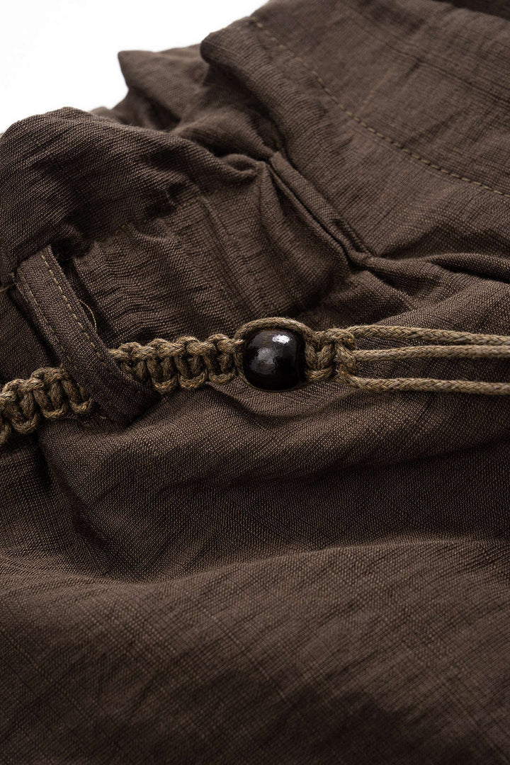 Düz Büzgülü Kemerli Şort