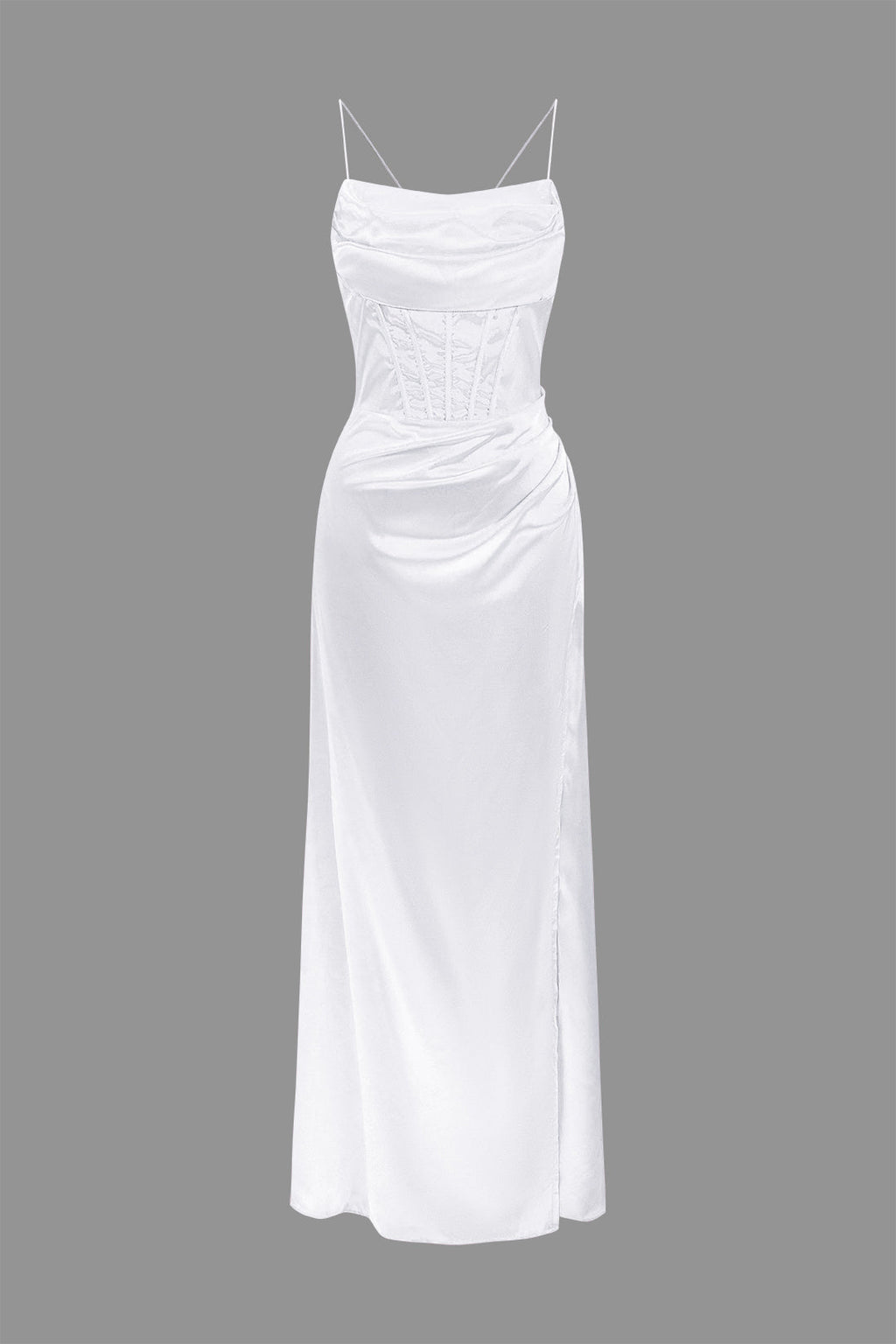 Korse Dekolteli Yüksek Yırtmaçlı maksi Elbise