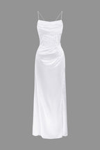 Korse Dekolteli Yüksek Yırtmaçlı maksi Elbise