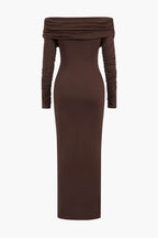 Omuzları Dantelli Drapeli maksi Elbise