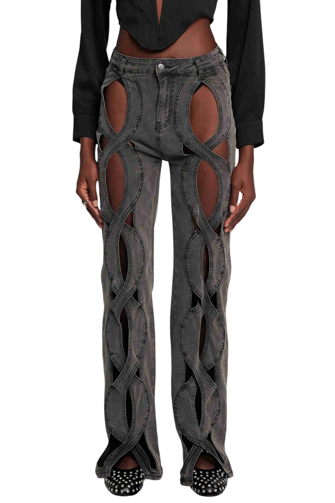 Oyuk Detaylı Denim Jean